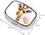 Giraffe Pill Box 2 Compartment Metal Pill Case Portable Travel Pill Organizer for Pocket or Purse Decorative Square Medicine Box Vitamin Container Unique Gift