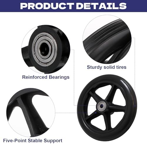 4PCS Rubber Wheel Replacement, 6 Inch Wheelchair Wheels for Walkers,Rubber Wheel Replacement, Anti-Slip Solid Caster Roller Wheels,Universal Wheelchair Replacement Wheel Accessories for Walkers