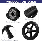 4PCS Rubber Wheel Replacement, 6 Inch Wheelchair Wheels for Walkers,Rubber Wheel Replacement, Anti-Slip Solid Caster Roller Wheels,Universal Wheelchair Replacement Wheel Accessories for Walkers