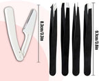 Tweezers Kit Tweezer for Women Facial Hair Removal Tweezers Professional Tweezers Set Eyebrow Tweezer, [9+1 PCS] Professional Stainless Steel Eyebrow for Women &Men,Black Beauty Sets