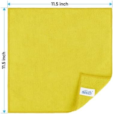HOMEXCEL Yellow Microfiber Cleaning Cloth, 12 Pack Premium Microfiber Towels for Cars, Lint Free, Highly Absorbent, Reusable Cleaning Rags for Car, Household, Kitchen, Window, 11.5"X11.5"