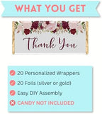Floral Wedding Party Favors, Personalzied Candy Wrappers, DIY Kit, Pack of 20 Custom Chocolate Bar Labels