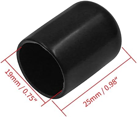 Bonsicoky 12Pcs Round Rubber End Caps 3/4" (19mm) ID Vinyl Flexible Bolt Chair Foot Covers Screw Thread Chair Leg Protectors for Round Tubing Bolt Desk Chair Leg (Black)