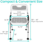 Vive Shower Chair for Elderly and Disabled - Folding Seat with Arms and Back - Foldable Bathroom Chairs for Sitting, Inside Shower - Portable for Travel - Fold Down, Collapsible, Compact & Comfortable