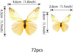 72PCS Edible Butterfly Cupcake Toppers Butterfly Cupcake Picks Edible Butterfly Cupcake Decorations for Butterfly Theme Baby Shower Kids Birthday Party Cake Decorations Supplies Yellow