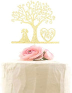 Mrs & Mrs Cake Topper - Romantic Lesbian Wedding Party Decor - LGBT Marriage Union, Love is Love, Gold Glitter