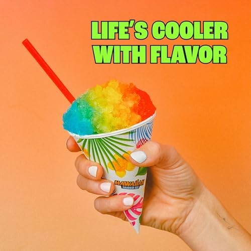 Hawaiian Shaved Ice Syrup Assortment, 6 Popular 16oz Flavors: Cherry, Grape, Blue Raspberry, Tiger's Blood, Lemon-Lime, Pina Colada