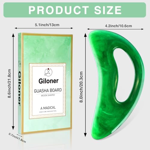 Large Gua Sha Massage Tool with Handle Large Lymphatic Drainage Massager, Resin Body Gua Sha Tool for Back Neck Face Legs, Cellulite Removal, Body Massage Tool for Women and Men (Green)