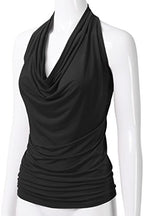EIMIN Women's Casual Halter Neck Draped Front Sexy Open Back Tank Top (S-3XL)