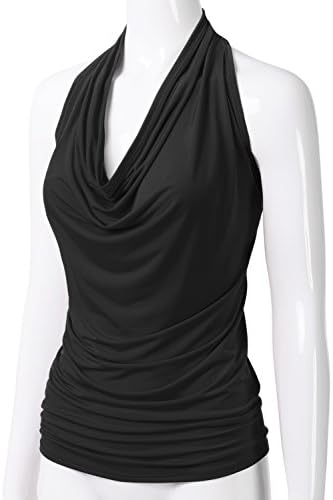 EIMIN Women's Casual Halter Neck Draped Front Sexy Open Back Tank Top (S-3XL)