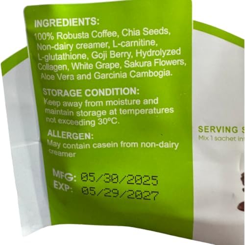 2 Packs FIT GUM Collagen Chia Coffee - 11 in 1 Coffee Mix (10 Sachets per Pack)