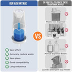 【IMPORTANT! Measure First】Electric Laundry Detergent Pump - Reusable Laundry Detergent Dispenser with Graduated Cup for Liquid Detergent, USB Rechargeable, Ideal for Laundry Room Organization (White)