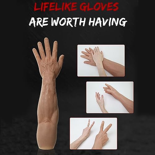 Realistic Silicone Muscle Male Gloves Prosthesis Hands Sleeve Artificial Arm Cover Scar for Cosplay