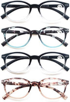Reading Glasses for Women Cute Round Readers +0.75 for Small Head/Petite Face Lightweight Cheaters Glasses w/Spring Hinges 4 Pack