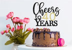 LOVENJOY Cheers to 40 Years Cake Topper for Happy 40th Birthday Anniversary Cake Decorations, Dual-Side Glitter Black and Gold