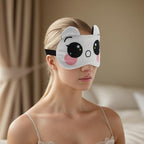 VOCOSTE Soft Cartoon O-Mouth Sleep Mask Beige White Eye Shade Cover for Travel for Rest