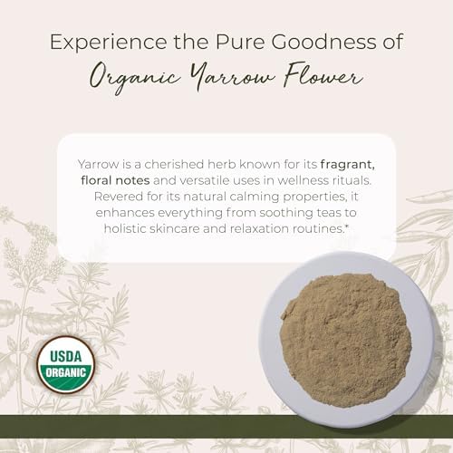 Starwest Botanicals Organic Yarrow Flower Powder - Dried Herb for Tea, Certified Kosher, Non-GMO - 4 oz Pouch