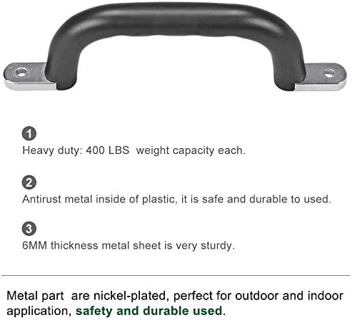 Dolibest Set of 2 Non-Slip Solid Playground Safety Handles, Swing Set Kids Safety Hand Grips for Playset, Climbing Frame, Play House, Indoor Monkey Bars & Treehouse Accessories, Black, 10"