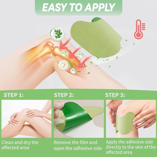 Knee Patches, Knee Pain Relief Patch, Knee Joint Relief Patches, Herbal Knee Patches for Relief Heat Patches Wormwood Patch for Knee, Back, Neck, and Shoulder, Athletes, Seniors (48 Pcs)