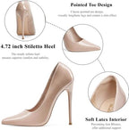 Elisabet Tang Women's High Heels Pumps Closed Pointed Toe Stiletto 4inch Heels Classic Office Special Dressy Wedding Pump Shoes