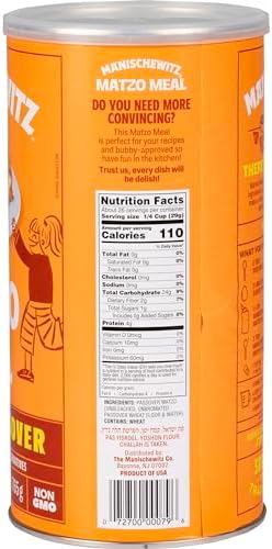 Manischewitz Matzo Meal, 27 Ounce Resealable Canister" Kosher For Passover