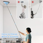 NEWE Wall Washer Mop with 80 Inch Long Handle, Wall and Ceiling Cleaner, 180° Folding Wall Scrubber with Long Handle, Triangle Baseboard Scrubber, 4 Chenille Duster & 2 Microfiber Pads