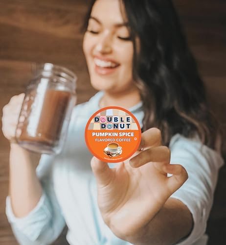 Double Donut Coffee Pumpkin Spice Coffee Pods, Single Serve Coffee for Keurig K Cups Machines, Medium Roast Pumpkin Pods, 100 Count