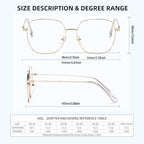 Oversized Square Reading Glasses Women, Large Blue Light Blocking Readers, Fashion Metal Anti Eyestrain Eyeglasses