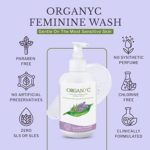 Organyc Feminine Intimate Wash for Sensitive Skin, 250 ml, pH-Balanced Cleanser with Organic Lavender & Botanical Extracts