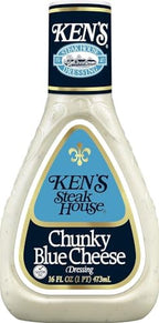 Ken's Steak House Chunky Blue Cheese Dressing - 16 fl oz, Pack of 4, Bundled With V2U Utensil Set