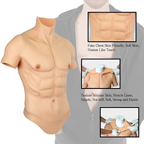 Silicone Muscle Chest Realistic Fake Muscle Male Chest Half Body Suit for Cosplay Halloween Props