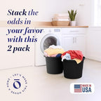HOMZ 2-Pack Utility Tub, Large Plastic Storage Bucket with Rope Handles, 17 Gallon, Black - Portable Indoor and Outdoor Buckets for Kitchen, Laundry, Garden, Bathroom, and Garage Organization