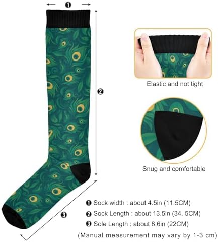 Peacock Feathers Compression Socks for Women & Men – Knee High Support for Running, Nurses, Travel, Workout – 1 Pair