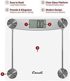 Escali Digital Glass Bath Scale for Body Weight, Bathroom Body Scale, High Capacity of 400 lb, Battery Included, Clear Glass