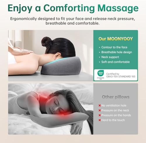 MOONYOOY Massage Head Rest for Bed, Face Down Pillow with Air Vent, Face Cradle for Spa & Stomach Sleeping, BBL Pillow After Eye Surgery, Massage Pillows for Prone Sleeping with Face Cradle Pad
