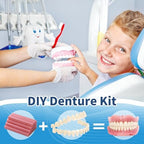 DIY Denture Temporary Veneers Kit for Women and Men, Upper and Lower Tooth Replacement Kit, Nature and Comfortable (1 Count (Pack of 1)
