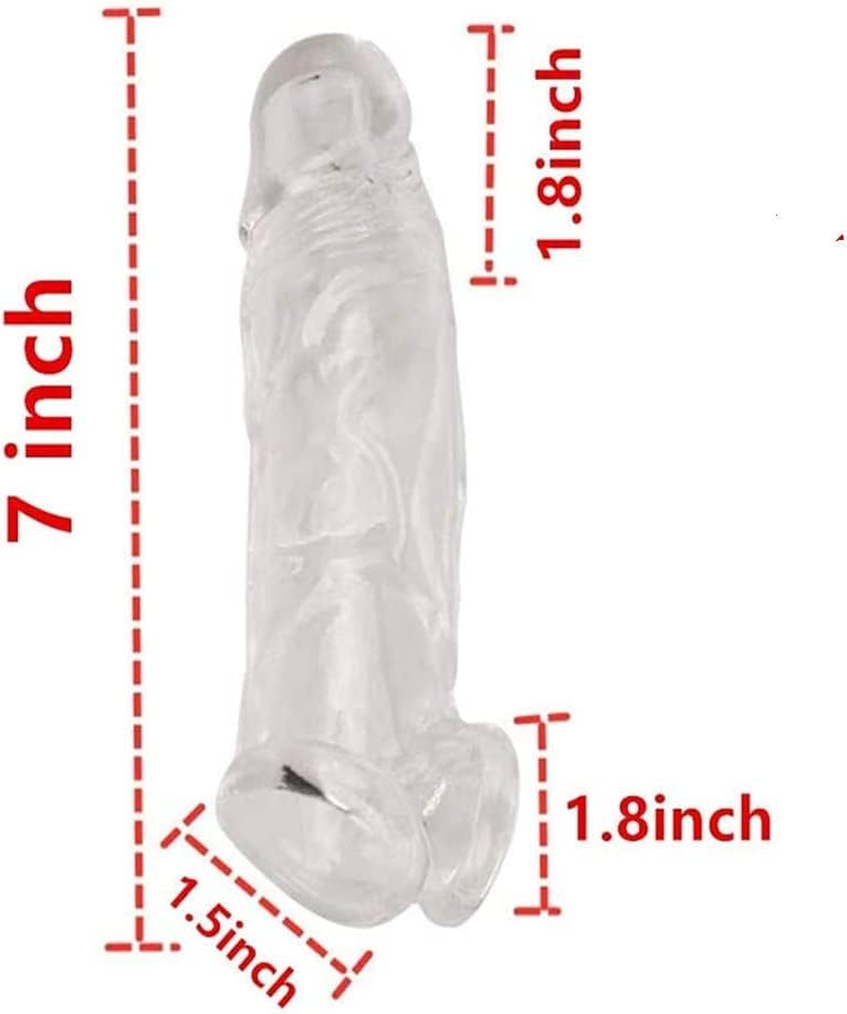 Large New Soft Realistic Sleeve Extender Sheath for Men Male Enhancement Extension Sleeve (Transparent, 8 in)