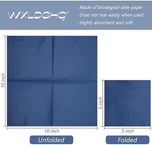 300 Count Navy Blue Beverage Napkins,2-Ply Navy Cocktail Napkins,Disposable Blue Party Napkins for Dinner Wedding Birthday Party Graduation