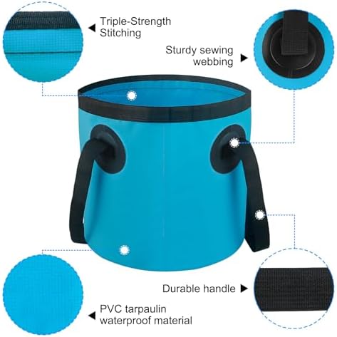 Car Wash Bucket 3.2 Gallon, Collapsible Bucket for Cleaning Supplies Car Wash Fishing, Plumbing Water Container Outdoor Camping Kids Sand Play Toy Organizer, Portable Laundry Wash Basin RV Essentials