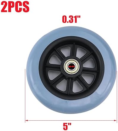 MY MIRONEY 2PCS 5 Inch Wheel Replacement for Wheelchairs, Walkers, PVC Wheelchair Front Wheels Rollator Grey Universal Walker Casters Rollers Wheels with Mounting Screws and Hex Key