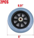 MY MIRONEY 2PCS 5 Inch Wheel Replacement for Wheelchairs, Walkers, PVC Wheelchair Front Wheels Rollator Grey Universal Walker Casters Rollers Wheels with Mounting Screws and Hex Key