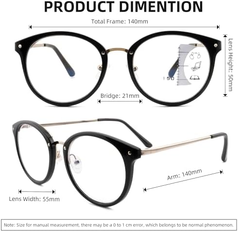 Round Bifocal Progressive Multifocal Reading Glasses for Women Men Fashion Multifocus Readers Anti Blue Light