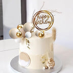 Ball Cake Toppers Simplicity Khaki White Ball Cake Toppers DIY Cake Insert Topper Foam Cake Balls Baking Decoration for Wedding Anniversary Birthday (Khaki White)