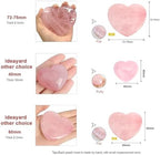 ideayard Big Rose Quartz Heart 72-75mm Love Healing Crystal Meditation Palm Stone Quartz Worry Stone for Relieve Anxiety Stress Tool