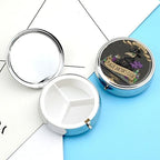 3 Compartment Travel Pill Case, Portable Round Pill Box for Pocket or Purse, Decorative Metal Medicine Vitamin Organizer. (Retro Doctor)