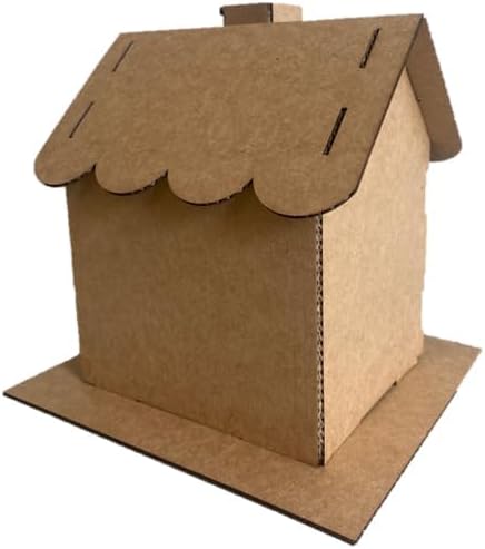 Gingerbread House Kit w/Scalloped Roof (Cardboard) - Pack of 5 - Designed & Made in The USA - Christmas Holiday Craft for Home, Classroom, Family DIY Decor