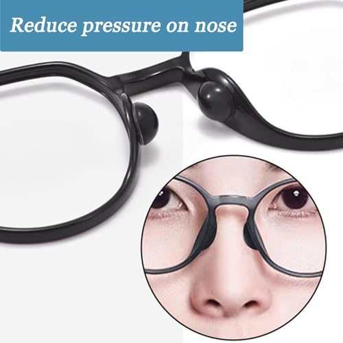 Self-Adhesive Air-Cushion Nose Pads, 10 Pairs Silicone Anti-Slip Air Bag Nose Pieces for Glasses Sunglasses,Black-L