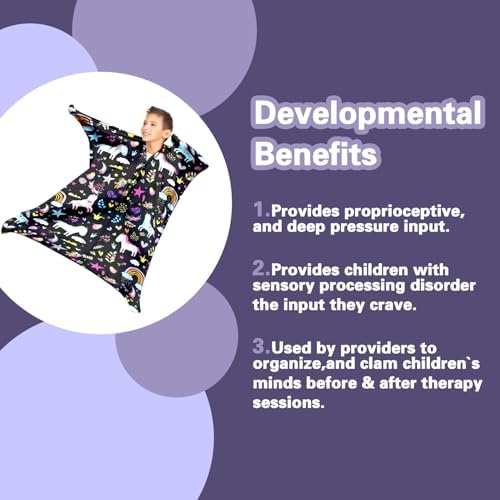 Cute Animals Sensory Body Socks for Kids with ADHD & Autism - Stretchy Full-Body Sock with Horse,Rainbow,Stars Designs - Stretchable Relaxation Gear (Medium)