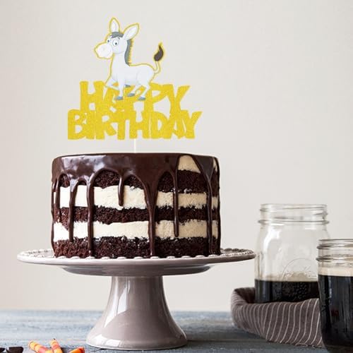 Donkey Happy Birthday Cake Topper,Wildlife Party Decorative Supplies,Farm Animal Happy Birthday Themed Party Decorations, Birthday Gift for Kids.