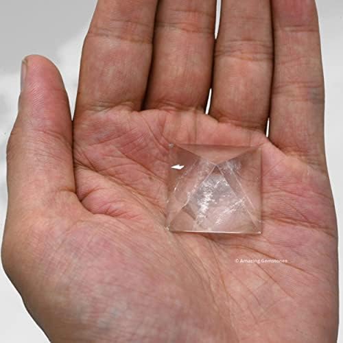 Amazing Gemstone Clear Quartz Pyramid Crystal Healing Stones - 1" Great Pyramid Figurine of Natural Stone Pyramid for Meditation, Reiki, Chakra Balancing and Crystal Pyramids Grid